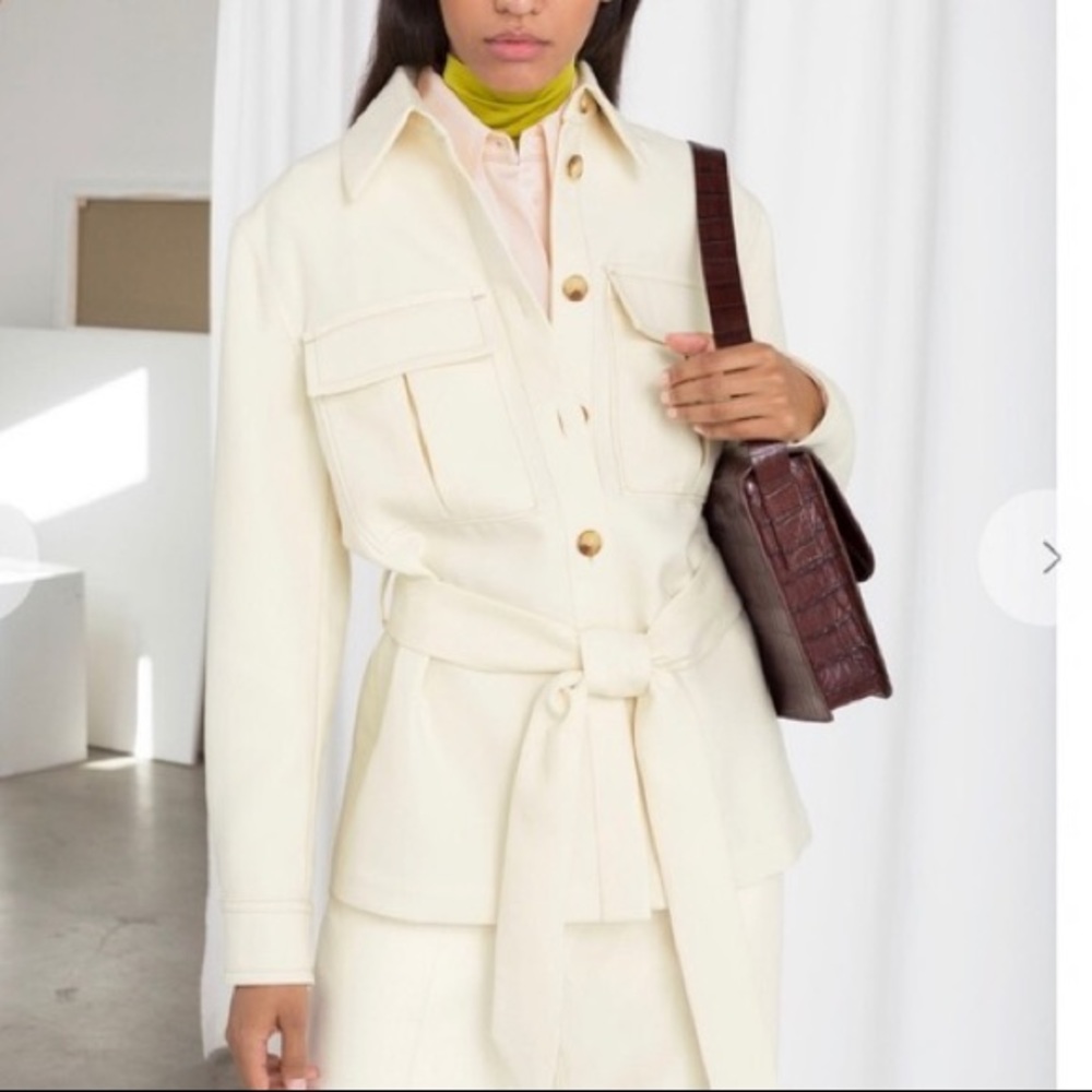 & Other Stories Cream Belted Workwear Jacket